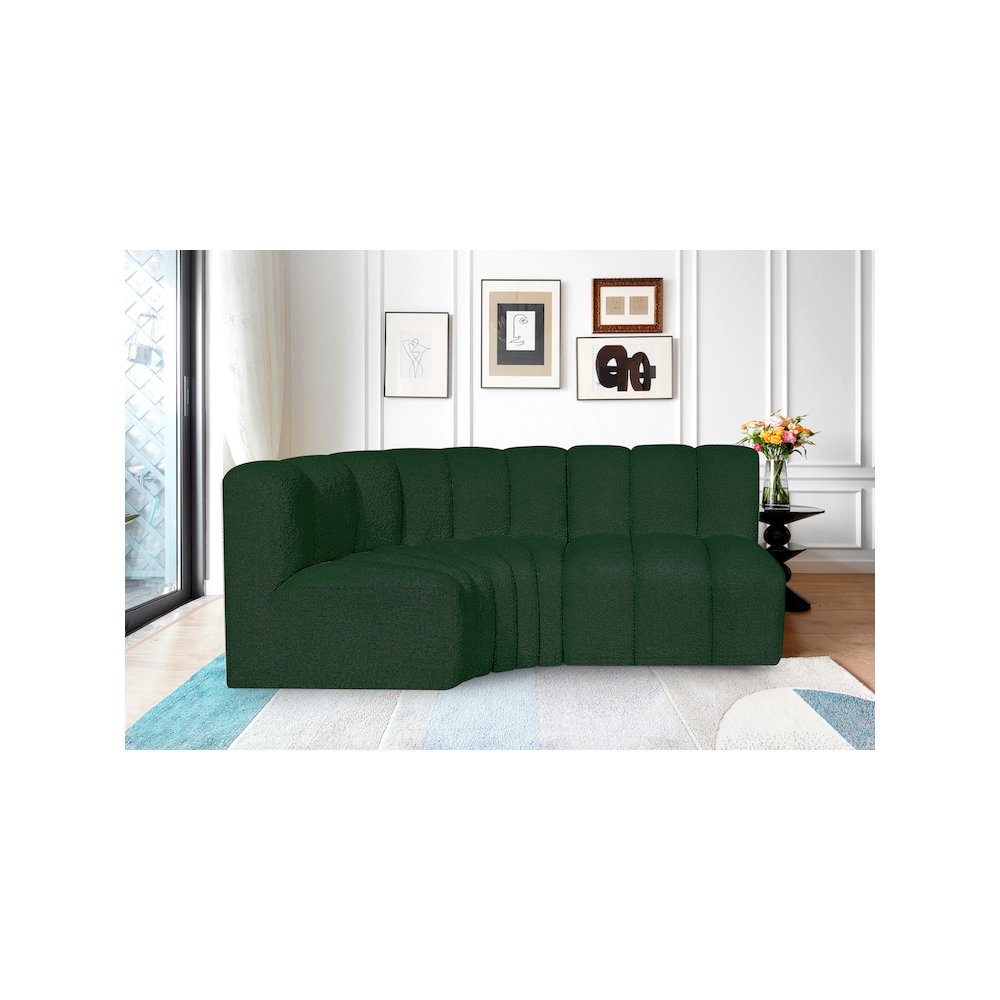 Arc Green Boucle Fabric Modular Sofa