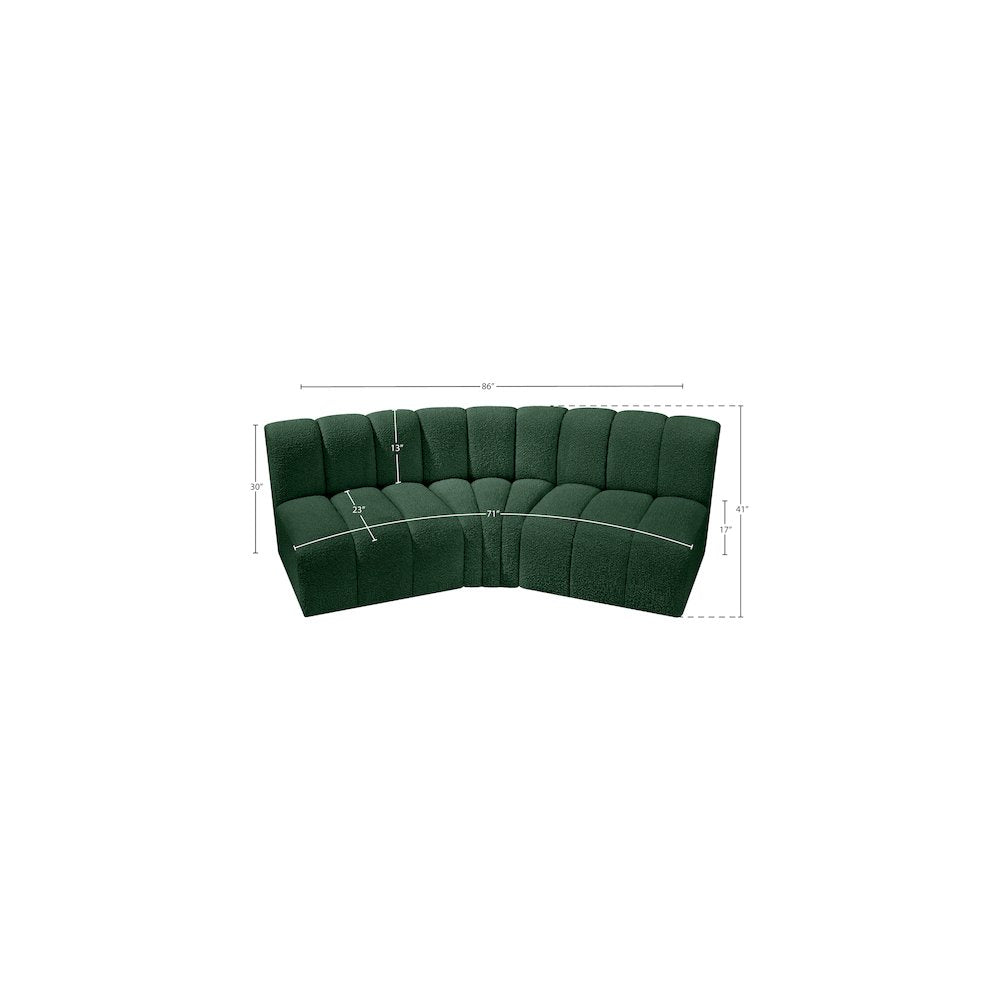 Arc Green Boucle Fabric Modular Sofa