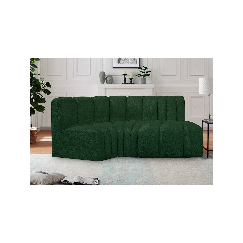 Arc Green Boucle Fabric Modular Sofa