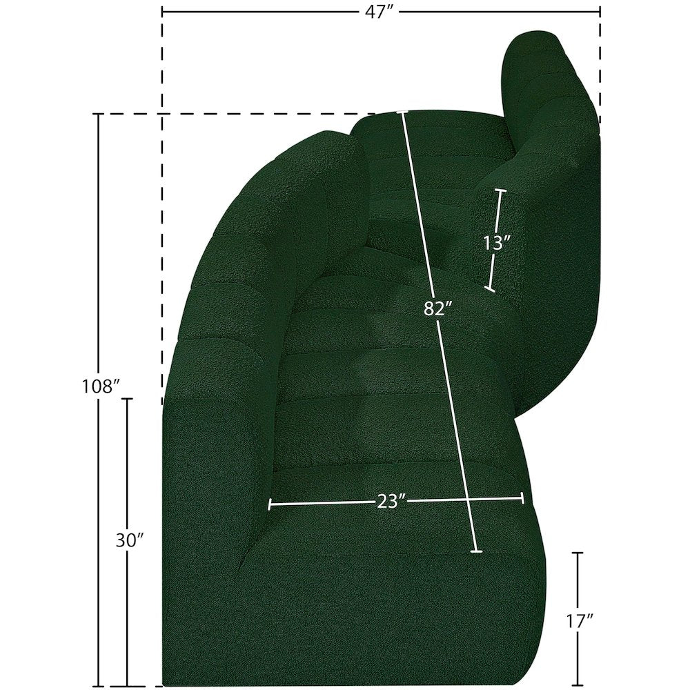 Arc Green Boucle Fabric Modular Sofa