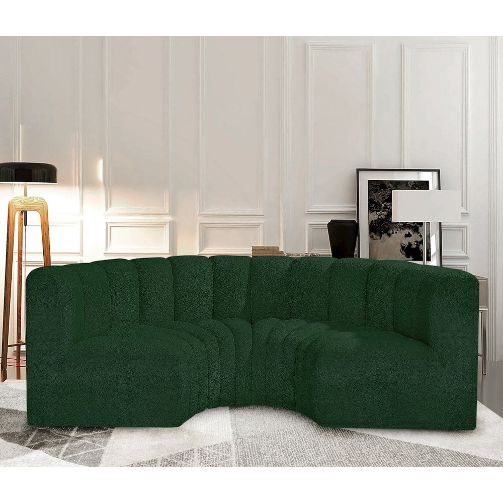 Arc Green Boucle Fabric Modular Sofa
