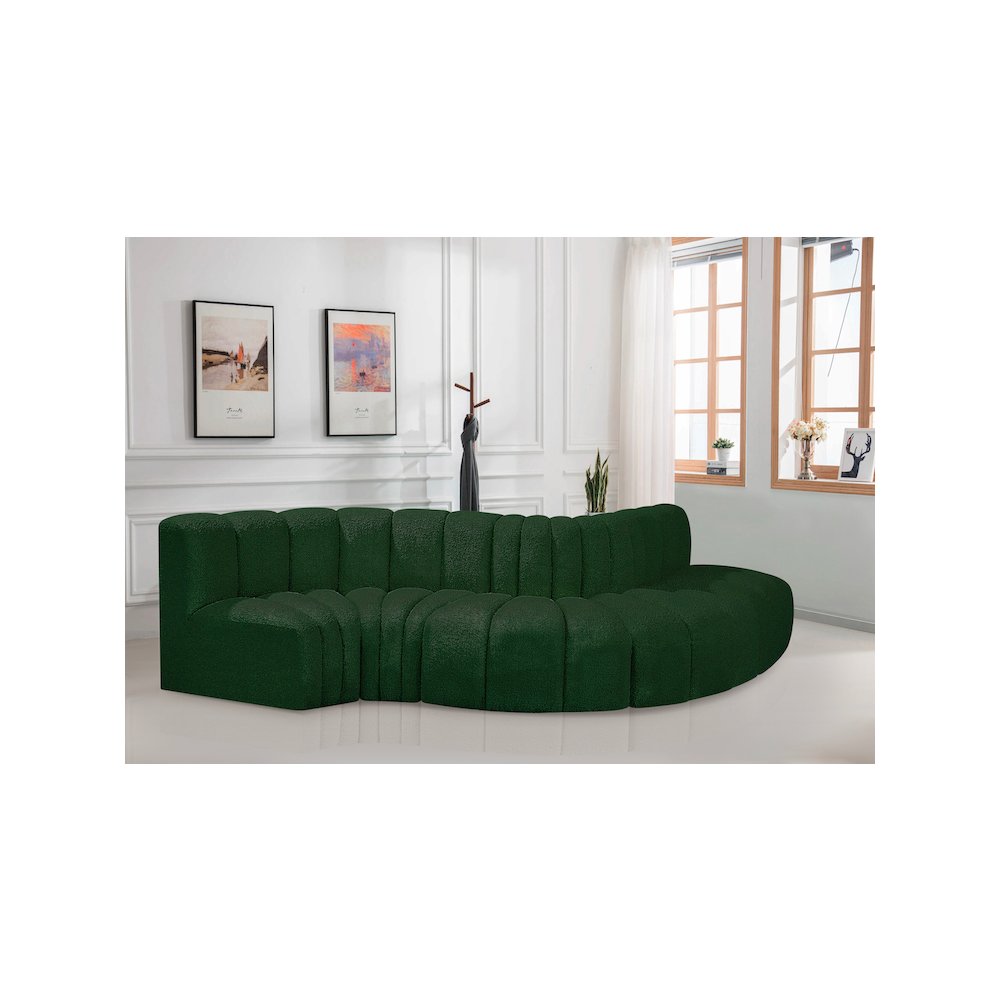Arc Green Boucle Fabric Modular Sofa