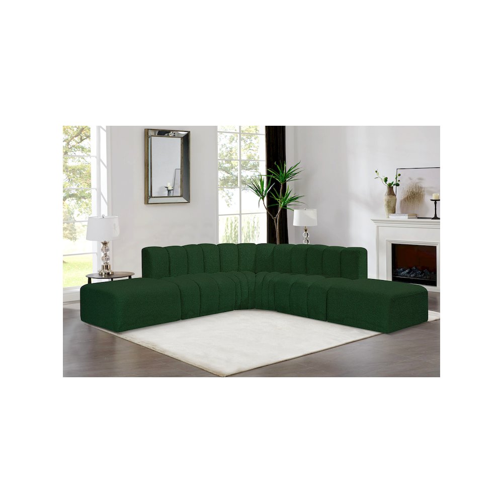 Arc Green Boucle Fabric Modular Sofa