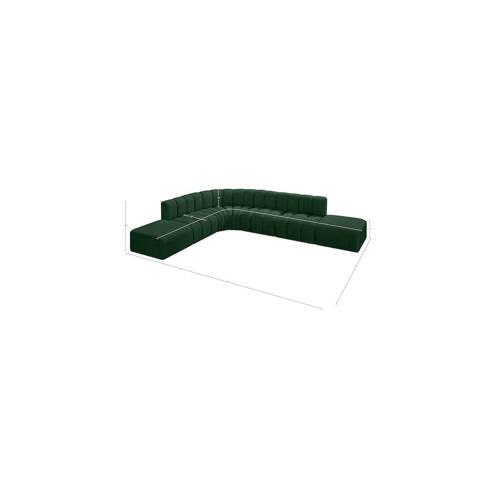 Arc Green Boucle Fabric Modular Sofa