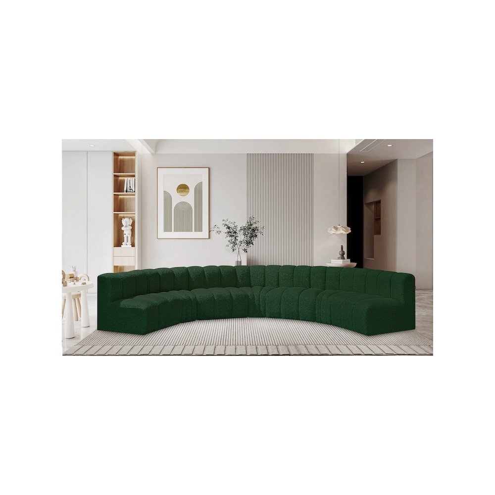 Arc Green Boucle Fabric Modular Sofa