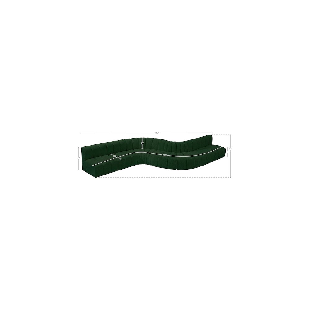 Arc Green Boucle Fabric Modular Sofa