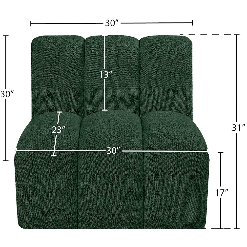 Arc Green Boucle Fabric Straight Chair