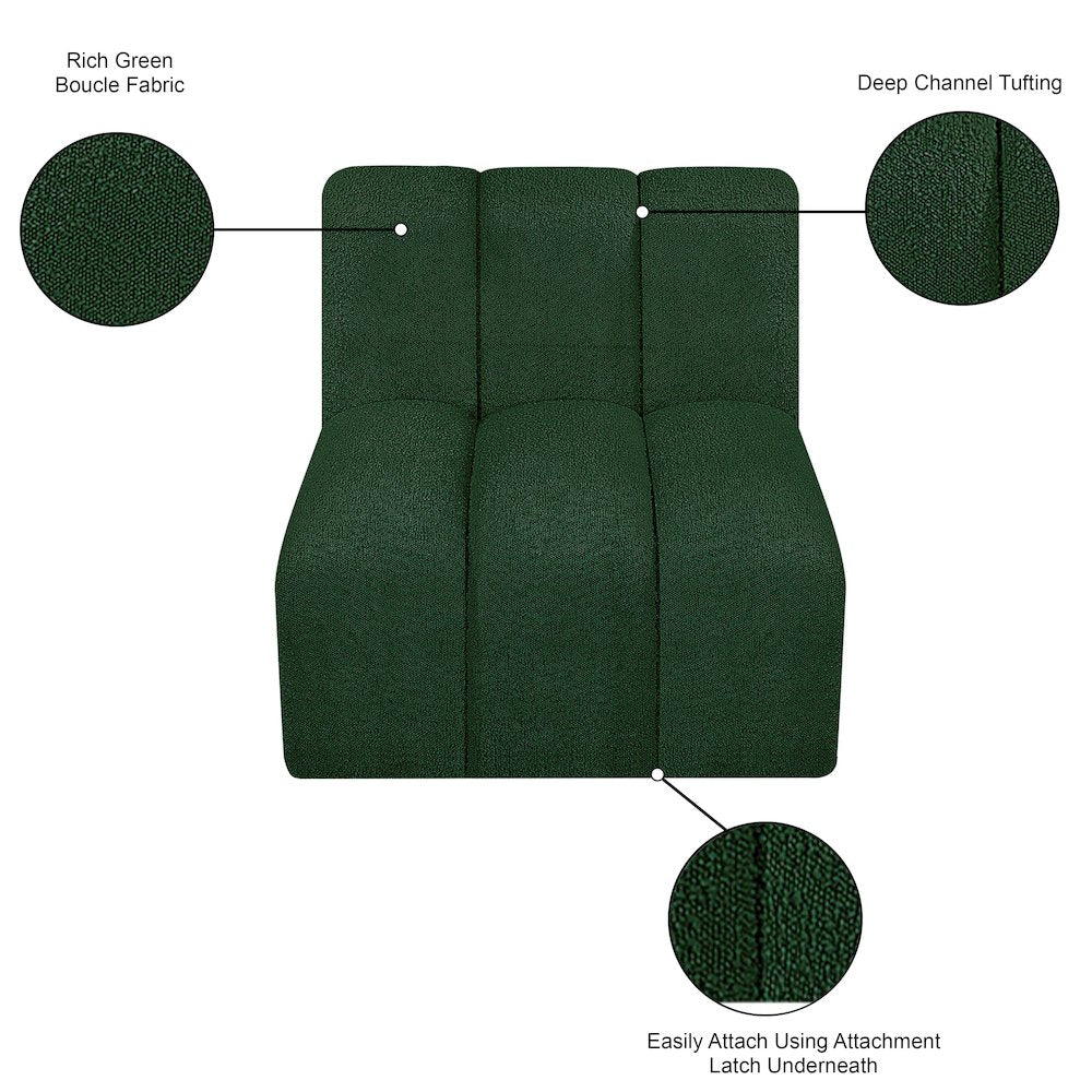 Arc Green Boucle Fabric Straight Chair