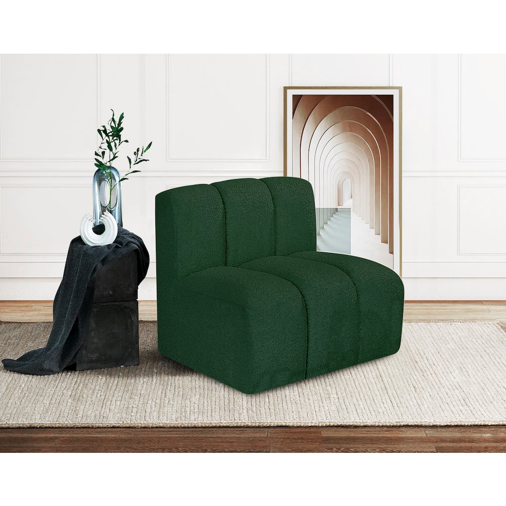 Arc Green Boucle Fabric Straight Chair