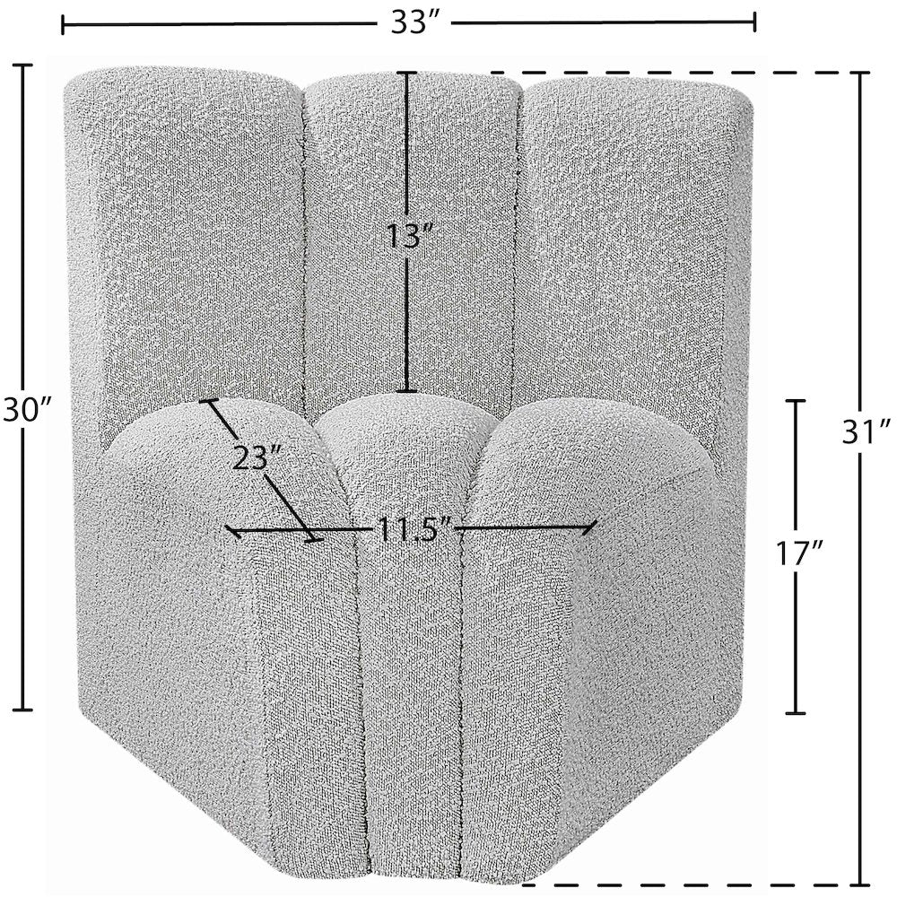 Arc Grey Boucle Fabric Curved Corner