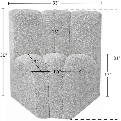 Arc Grey Boucle Fabric Curved Corner