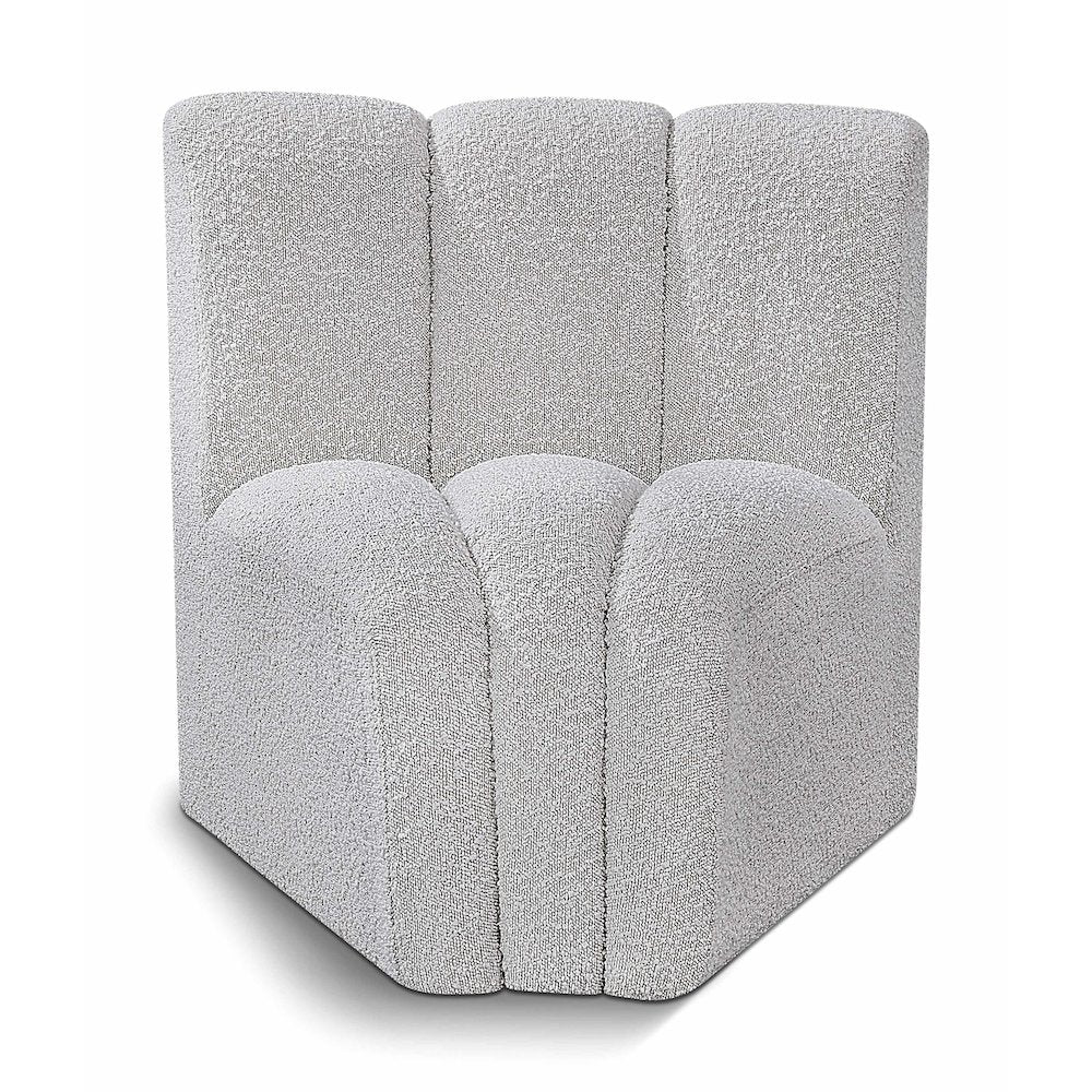 Arc Grey Boucle Fabric Curved Corner