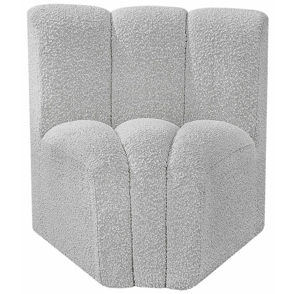 Arc Grey Boucle Fabric Curved Corner