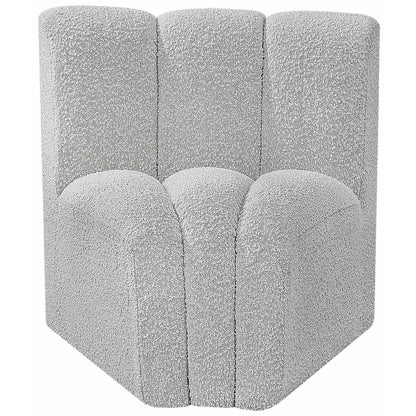Arc Grey Boucle Fabric Curved Corner