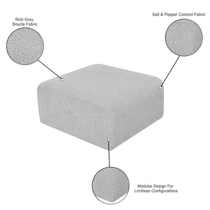 Arc Grey Boucle Fabric Ottoman