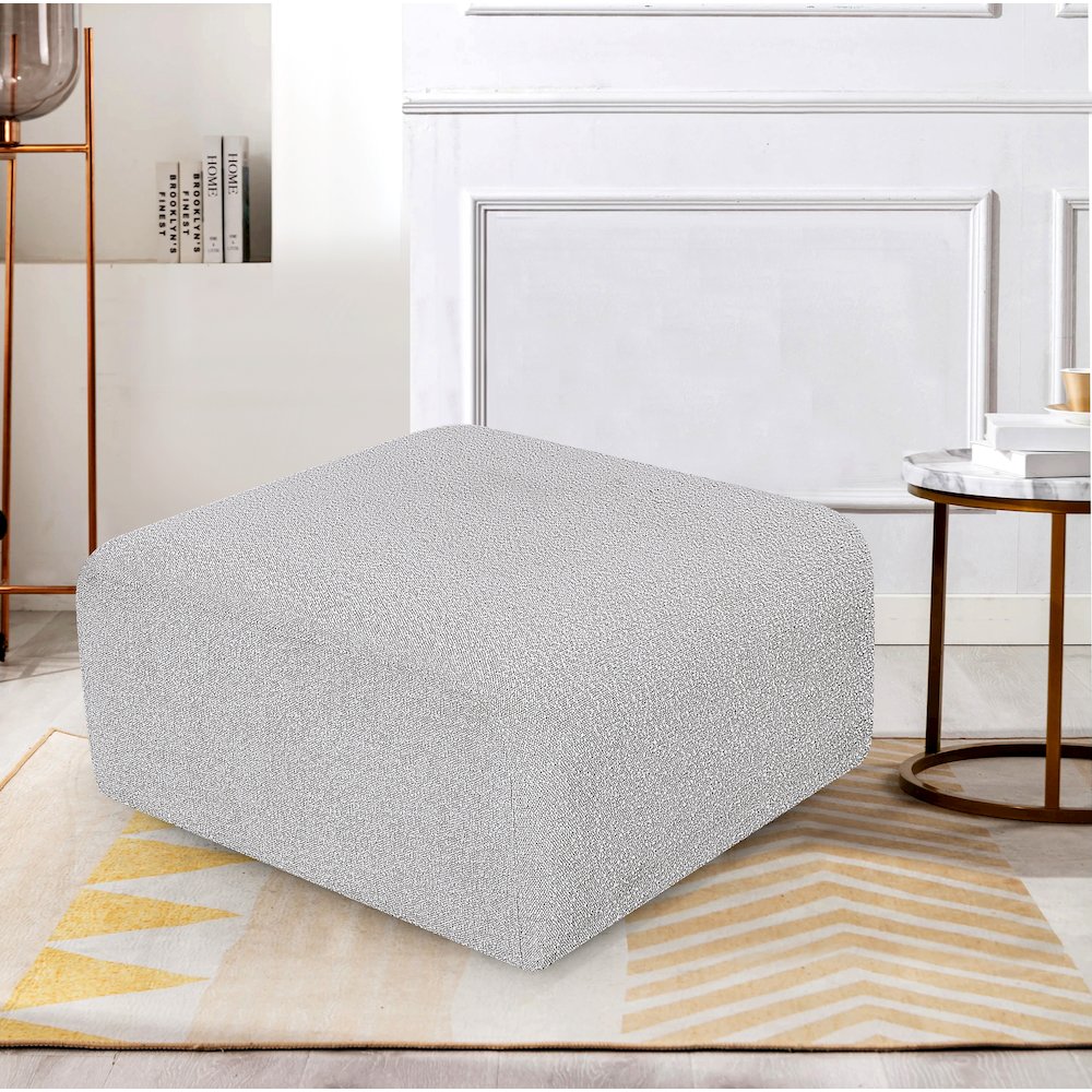 Arc Grey Boucle Fabric Ottoman