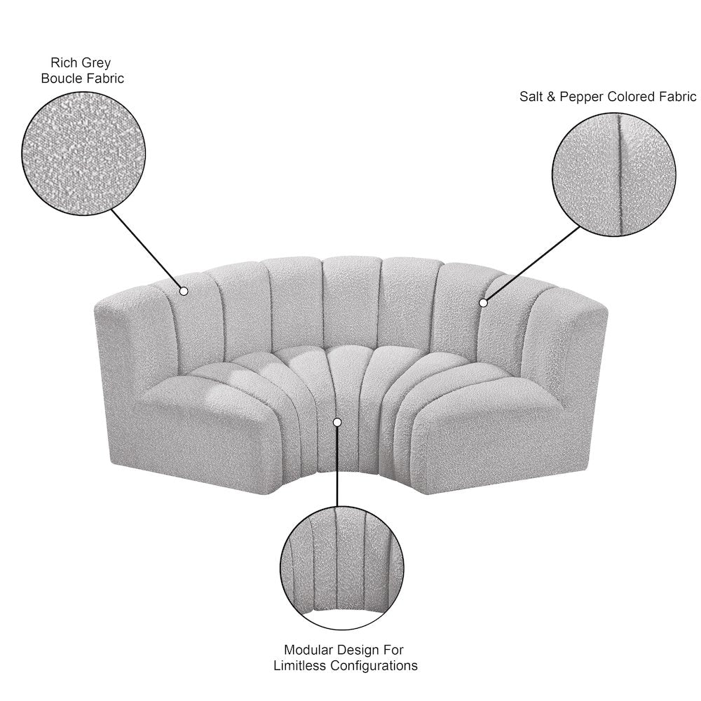 Arc Grey Boucle Fabric Modular Sofa