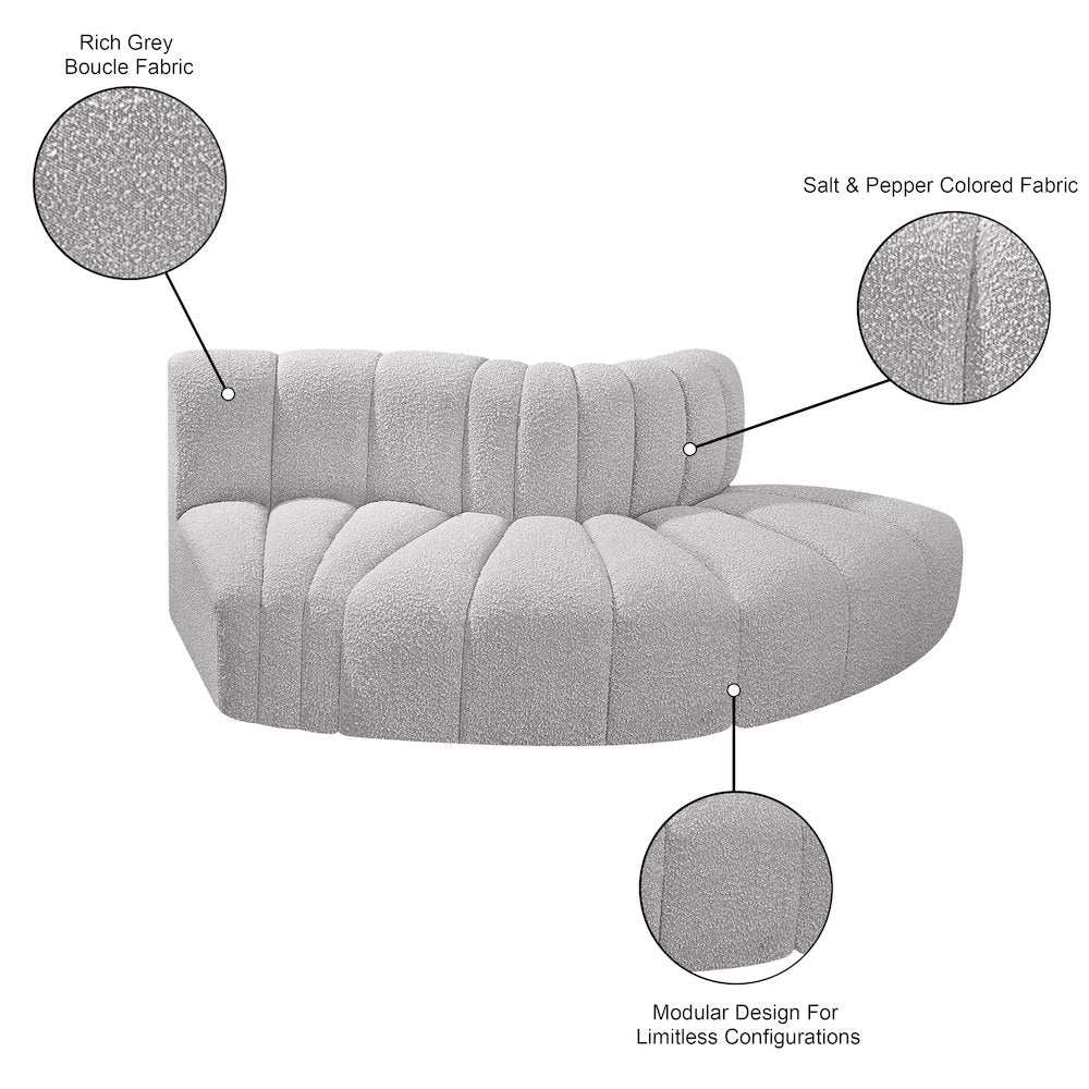 Arc Grey Boucle Fabric Modular Sofa
