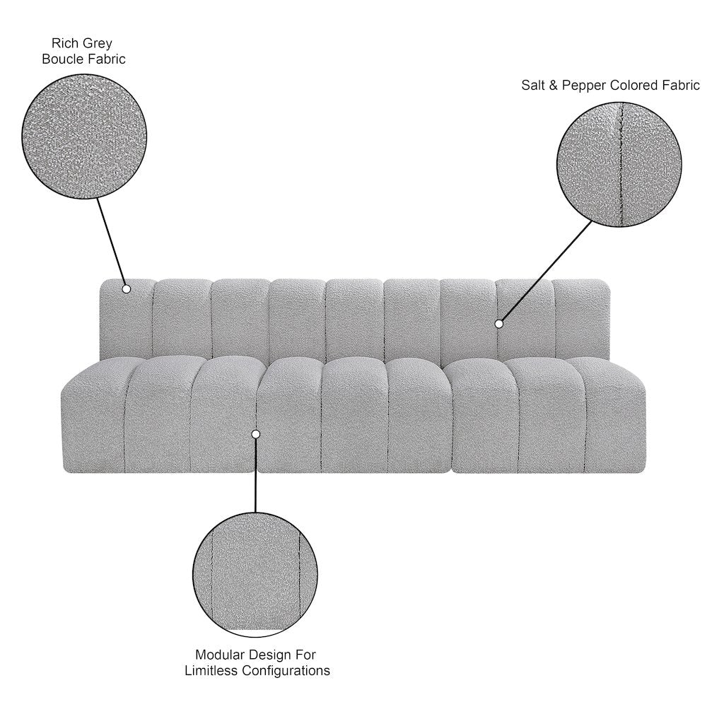 Arc Grey Boucle Fabric Modular Sofa