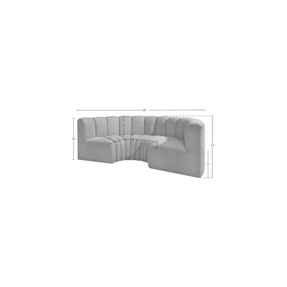 Arc Grey Boucle Fabric Modular Sofa