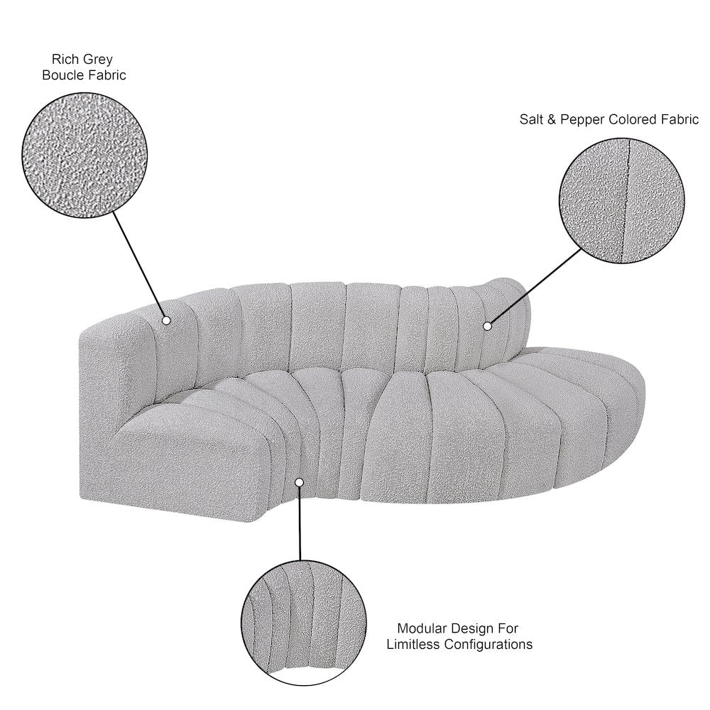 Arc Grey Boucle Fabric Modular Sofa