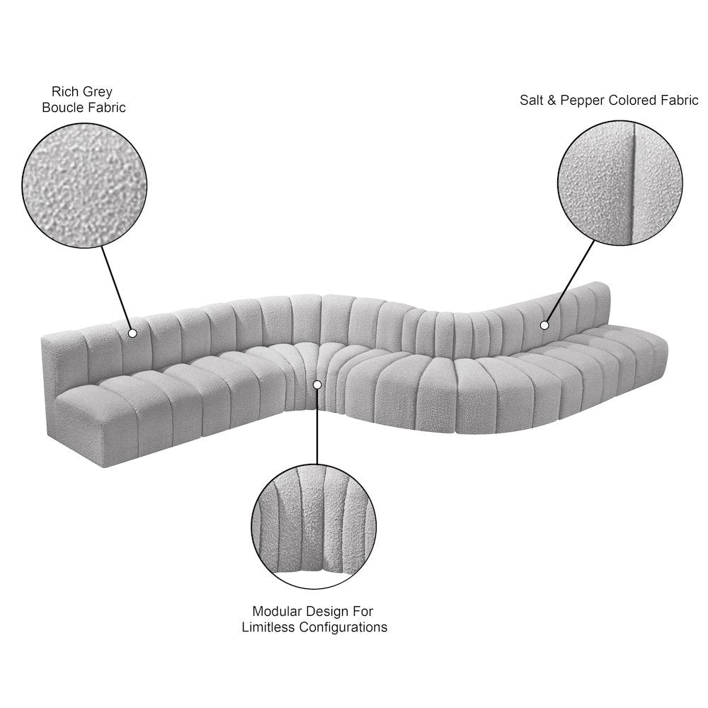 Arc Grey Boucle Fabric Modular Sofa