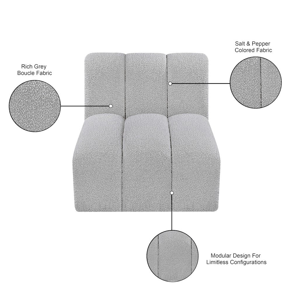Arc Grey Boucle Fabric Straight Chair