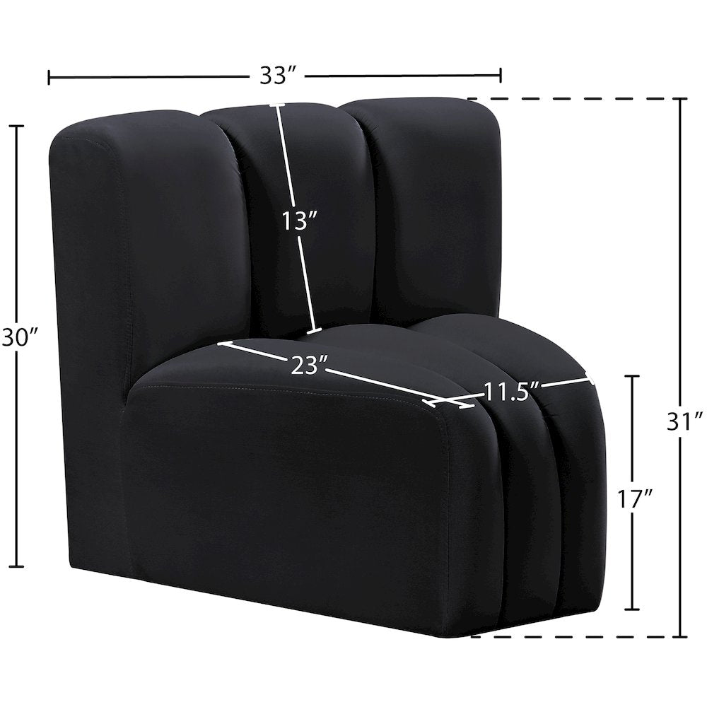 Arc Black Velvet Curved Corner