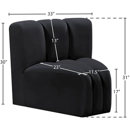 Arc Black Velvet Curved Corner