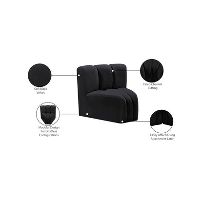 Arc Black Velvet Curved Corner