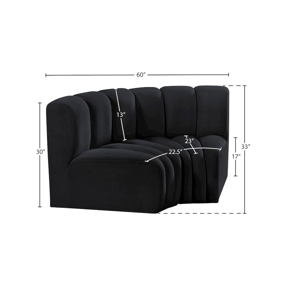 Arc Black Velvet Modular Sofa