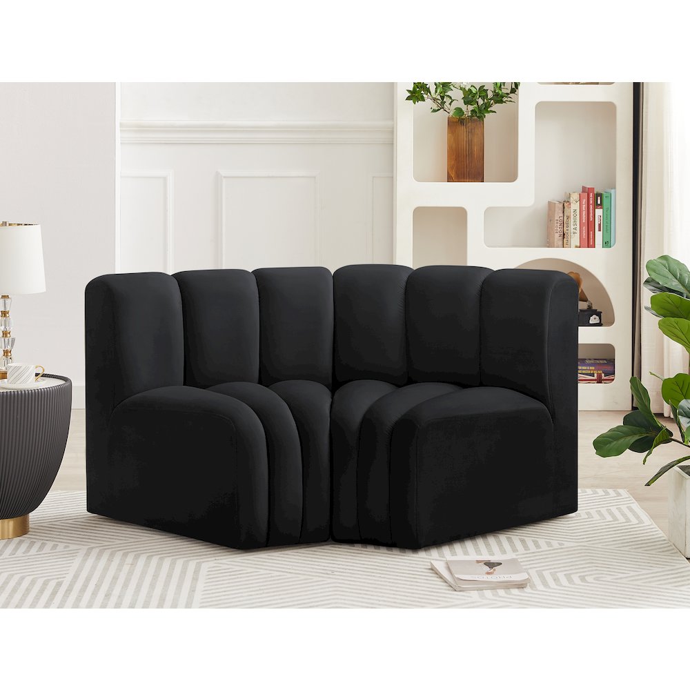 Arc Black Velvet Modular Sofa