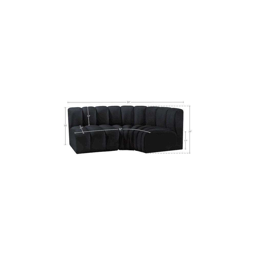 Arc Black Velvet Modular Sofa