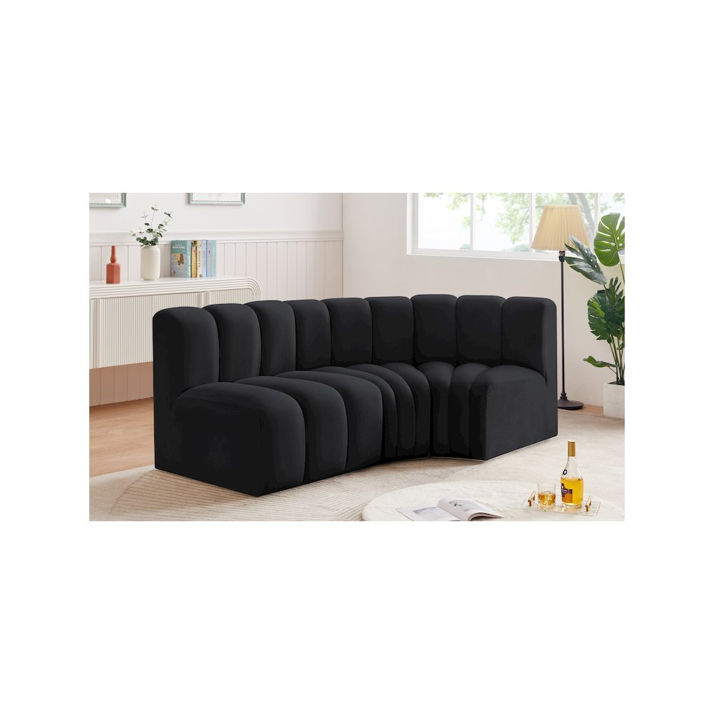 Arc Black Velvet Modular Sofa