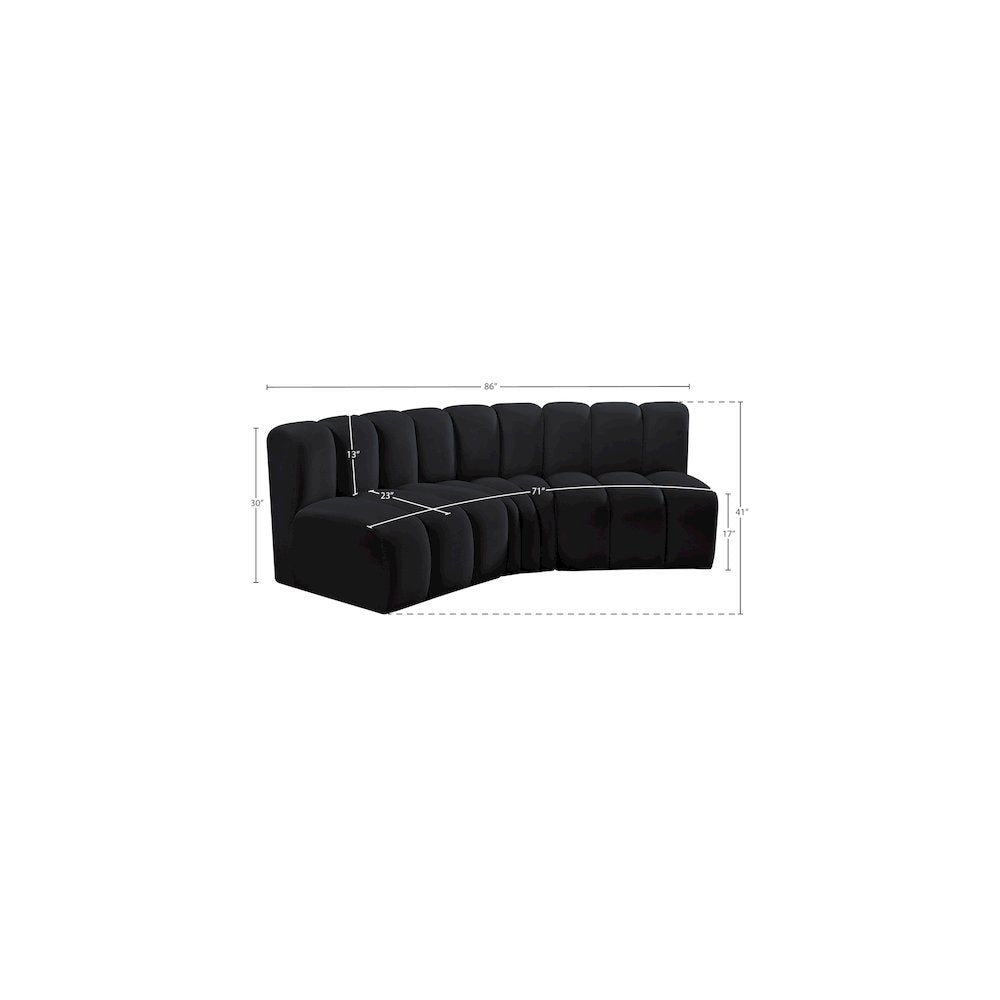 Arc Black Velvet Modular Sofa