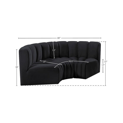 Arc Black Velvet Modular Sofa
