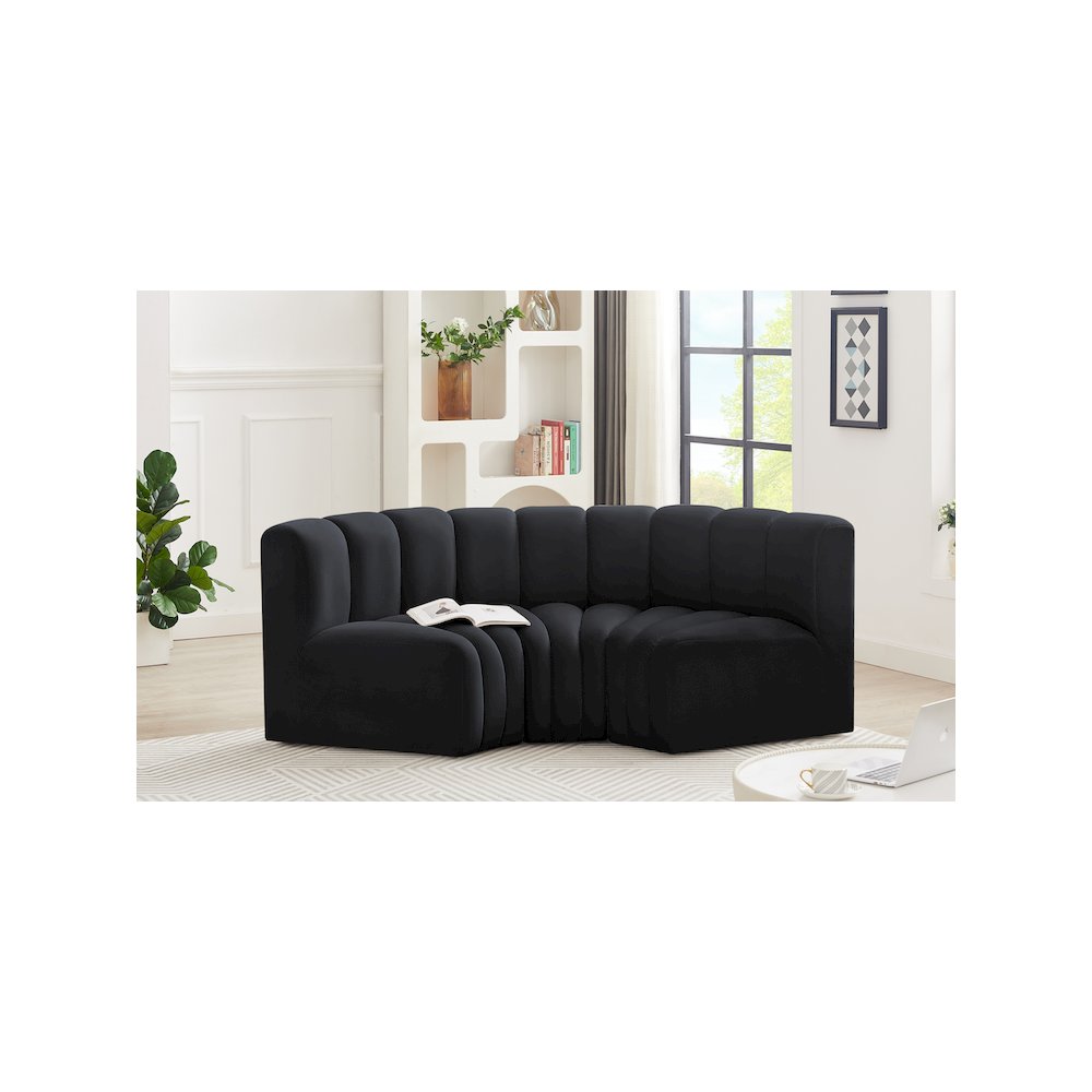 Arc Black Velvet Modular Sofa