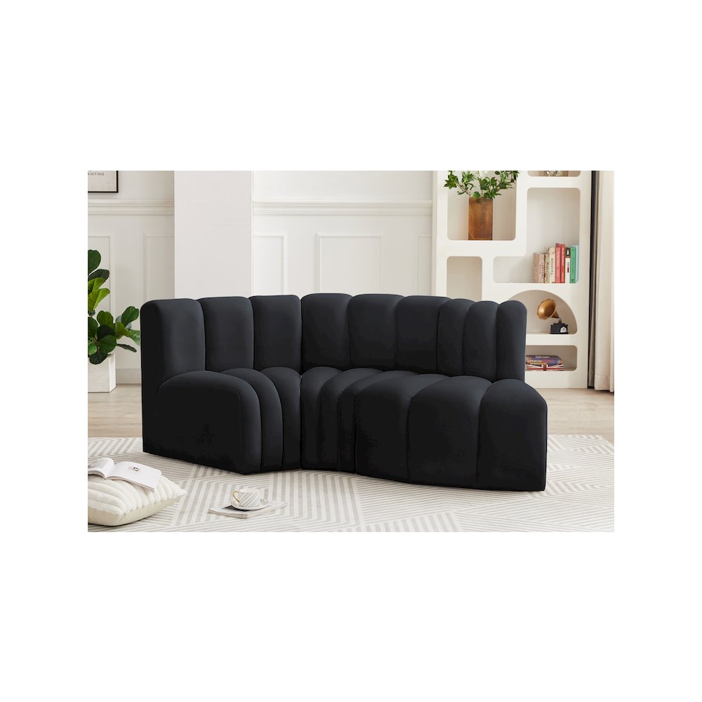 Arc Black Velvet Modular Sofa