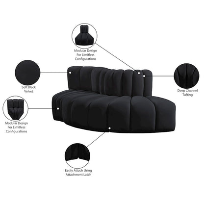 Arc Black Velvet Modular Sofa