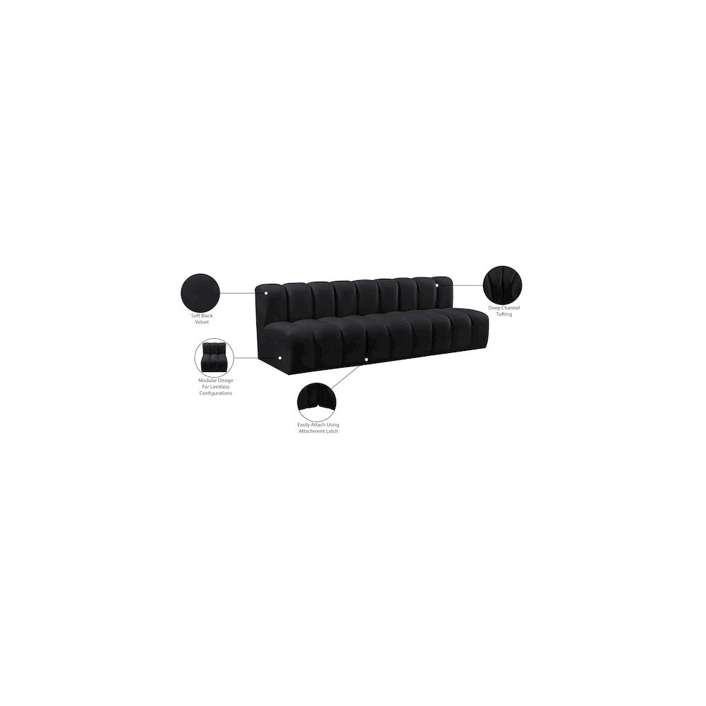 Arc Black Velvet Modular Sofa
