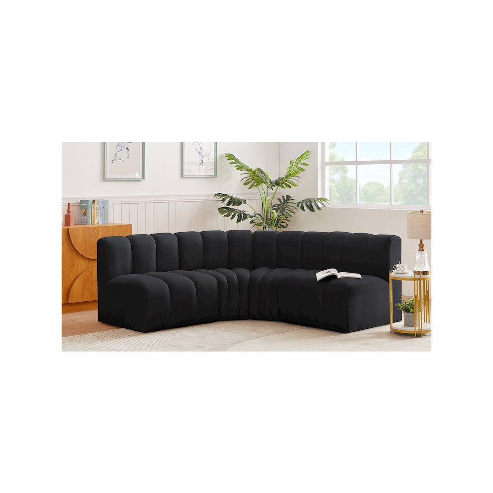Arc Black Velvet Modular Sofa
