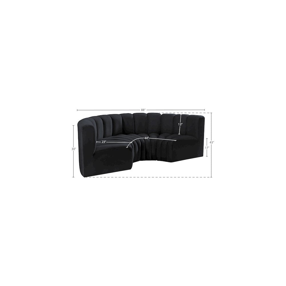 Arc Black Velvet Modular Sofa