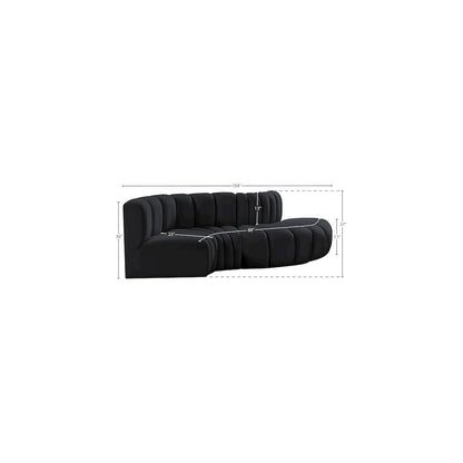 Arc Black Velvet Modular Sofa