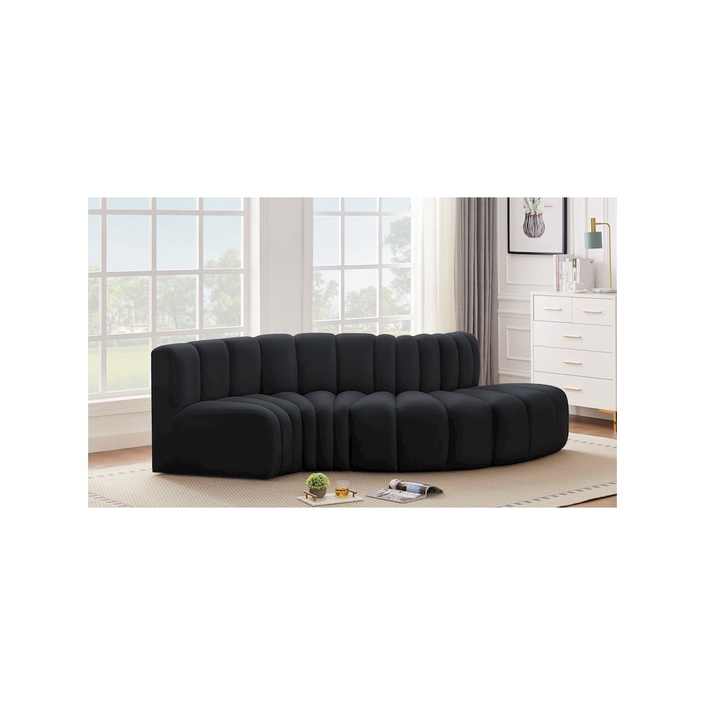 Arc Black Velvet Modular Sofa