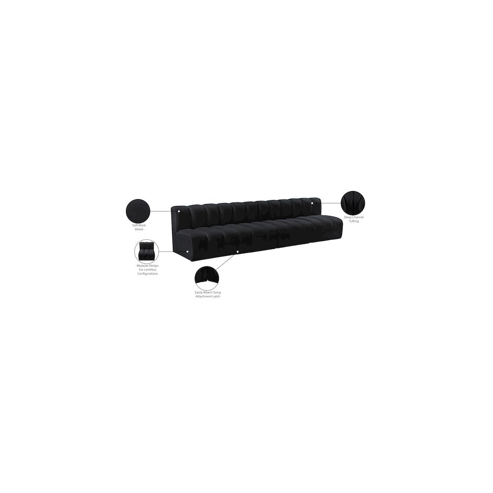Arc Black Velvet Modular Sofa