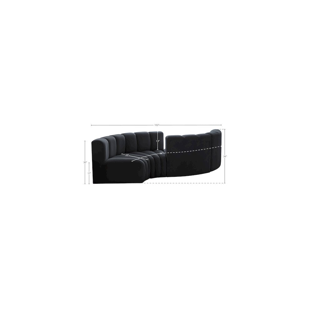 Arc Black Velvet Modular Sofa