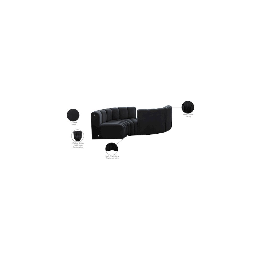 Arc Black Velvet Modular Sofa