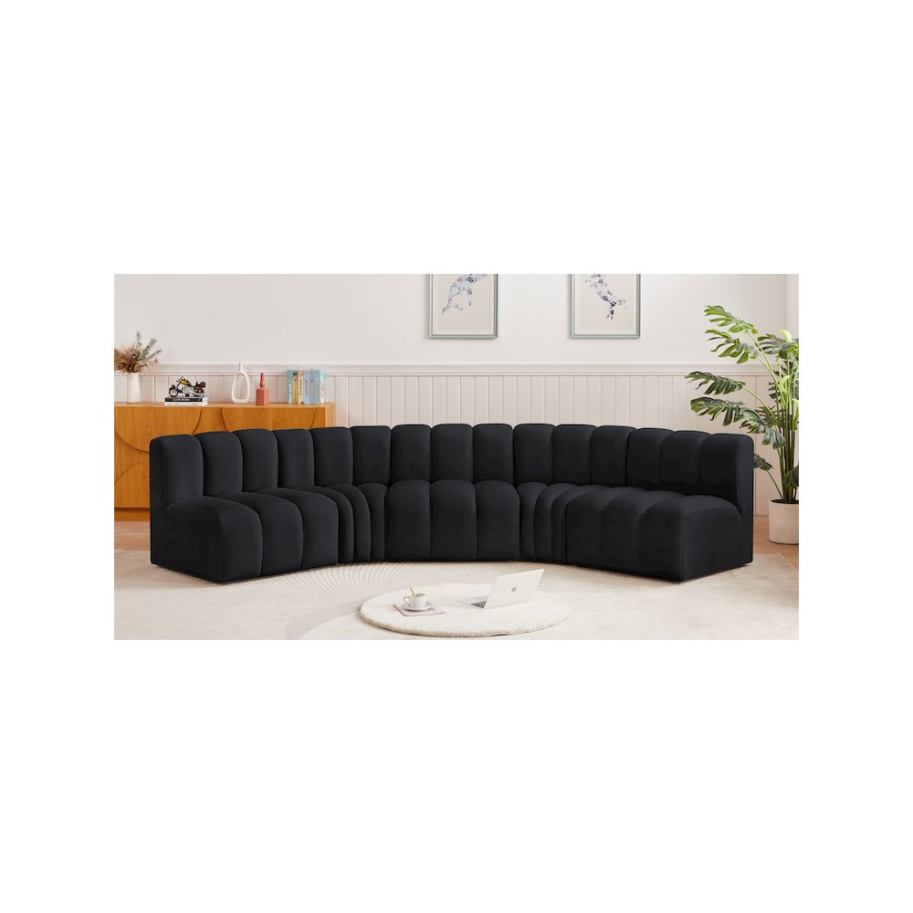 Arc Black Velvet Modular Sofa