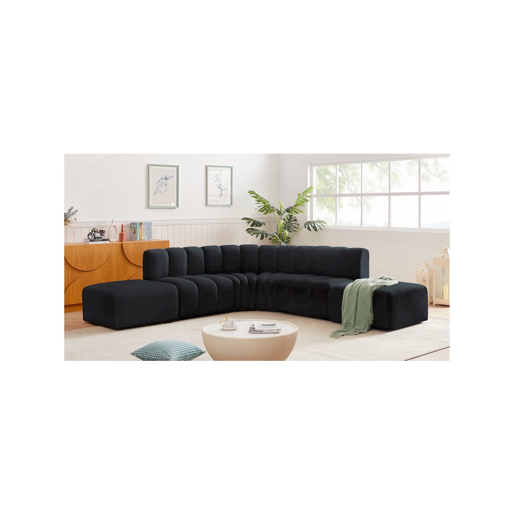 Arc Black Velvet Modular Sofa