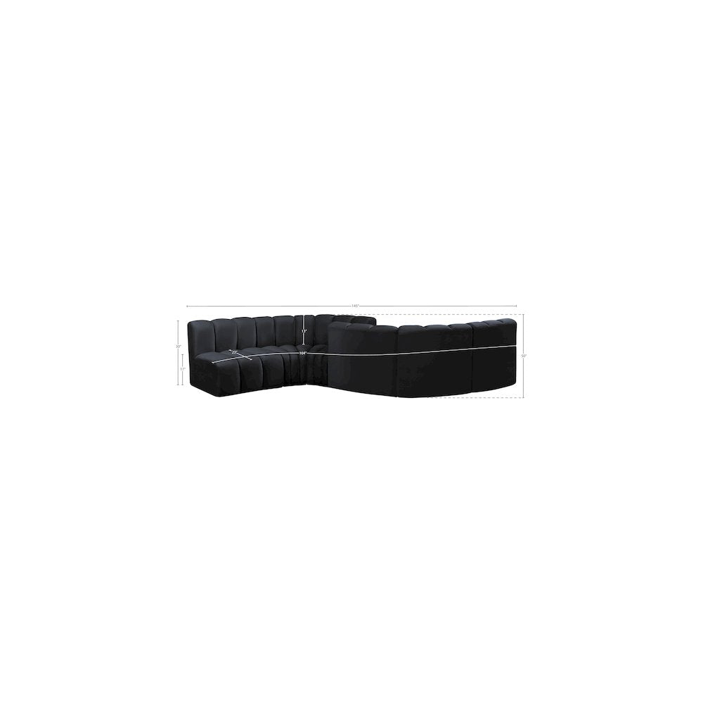 Arc Black Velvet Modular Sofa